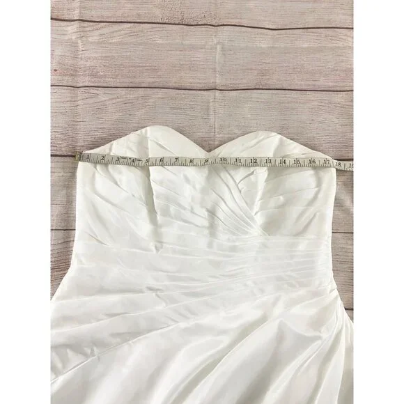 David's Bridal Women's Taffeta A Line Wedding Dress W/Sweetheart Neck - 14W - Picture 8 of 15